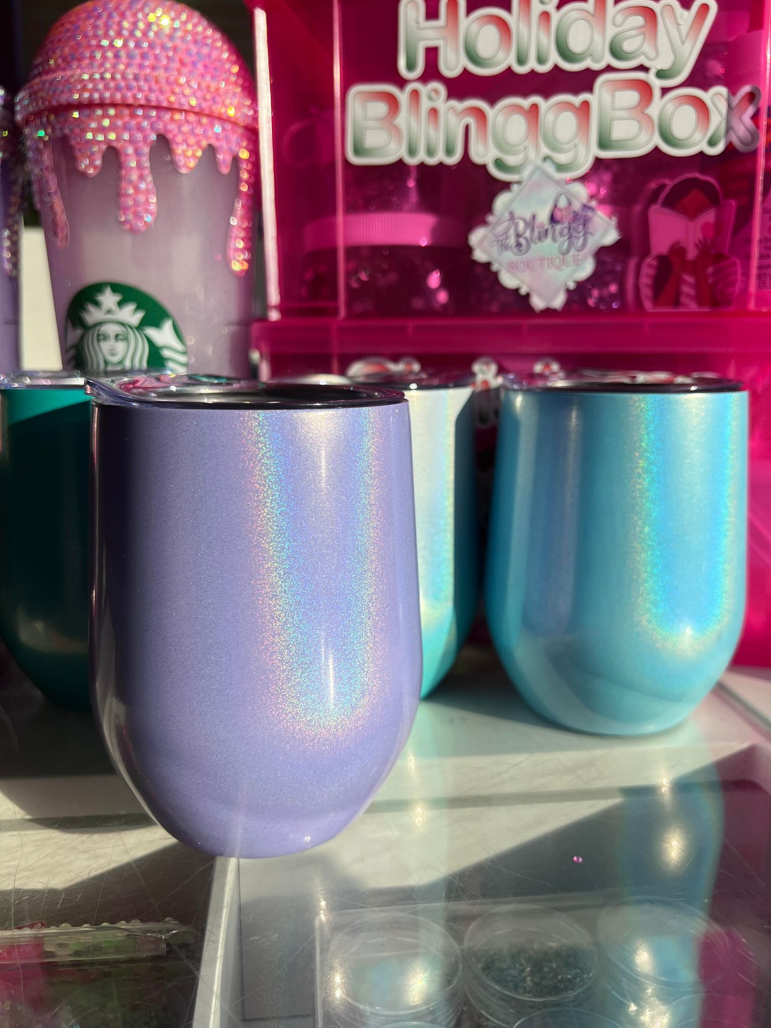 12oz Stainless Steel Glitter Wine Tumbler