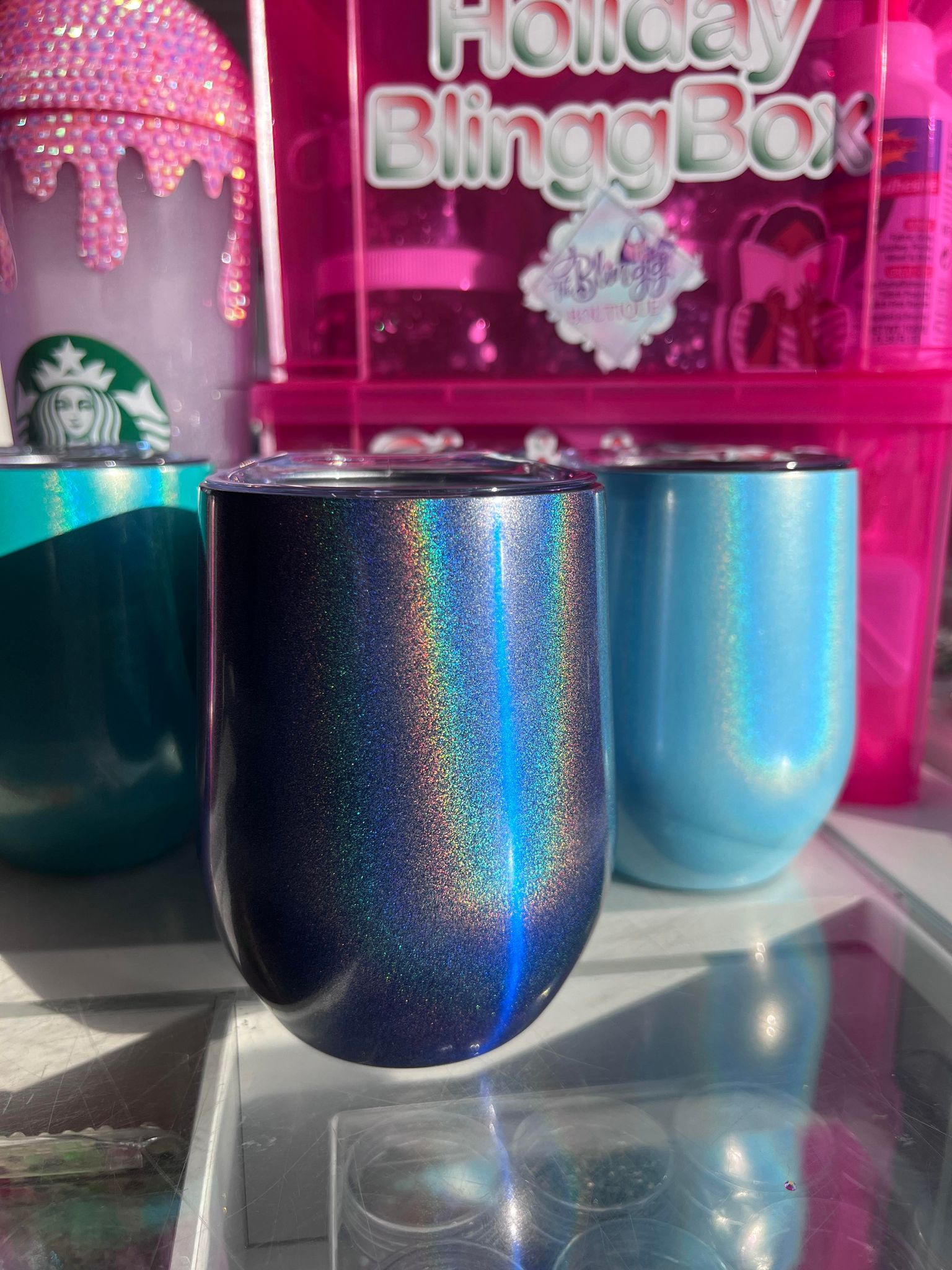 12oz Stainless Steel Glitter Wine Tumbler